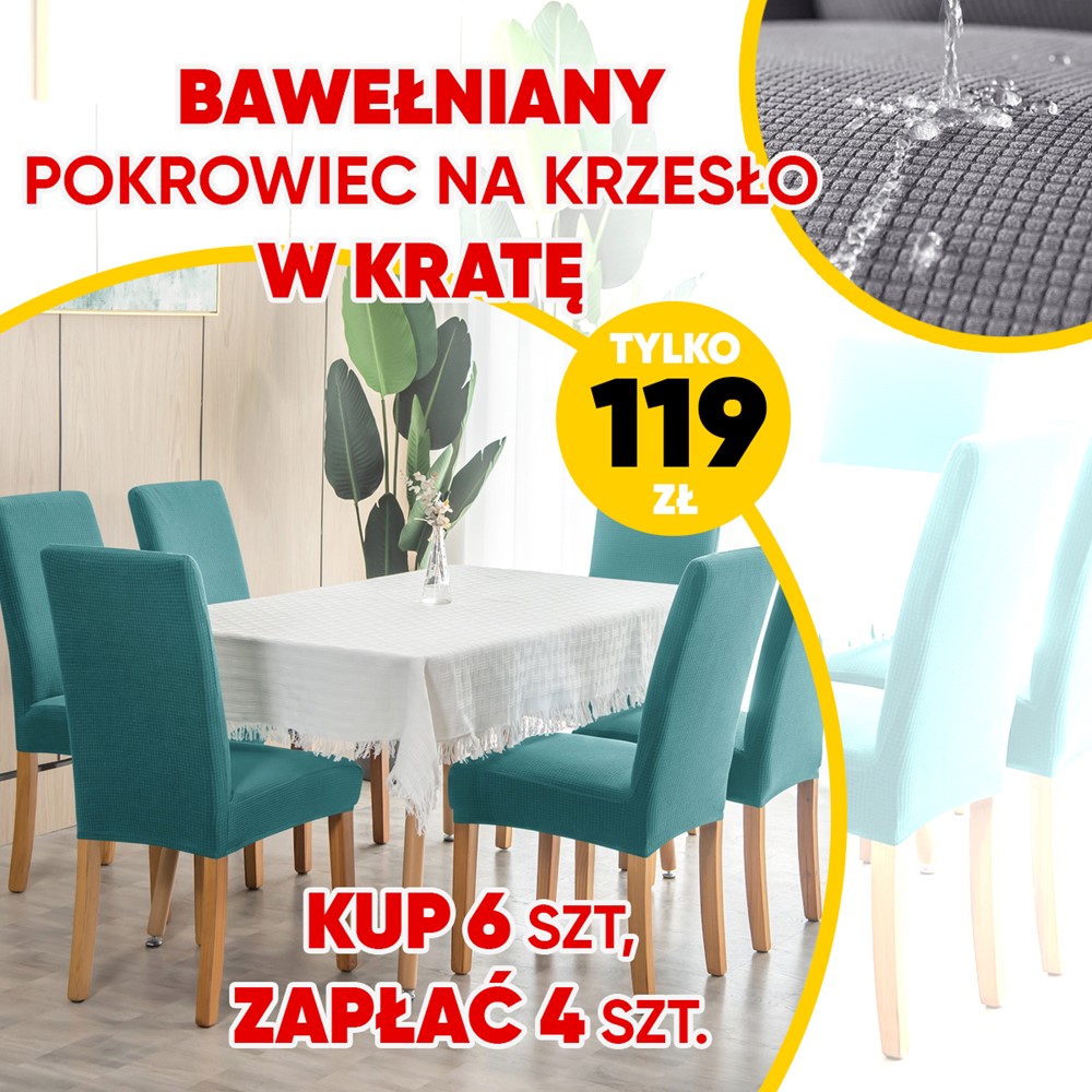 Bawełniany Pokrowiec na Krzesło w Kratę